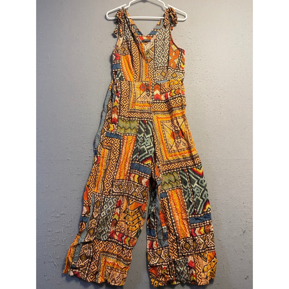 Haute Hippie Jumpsuit Woven Geometric Tribal Multi Color Small Womens